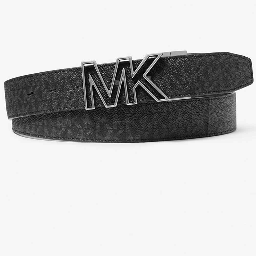 Michael Kors • Reversible Logo and Faux Leather Belt • Black